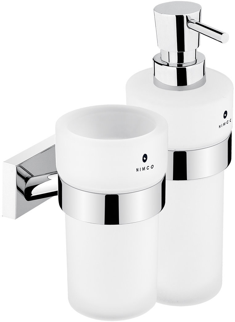 Nimco Dávkovač mydla a držiak na kefky Keira chróm sklo – pumpička mosadz KE-2205831W-T-26