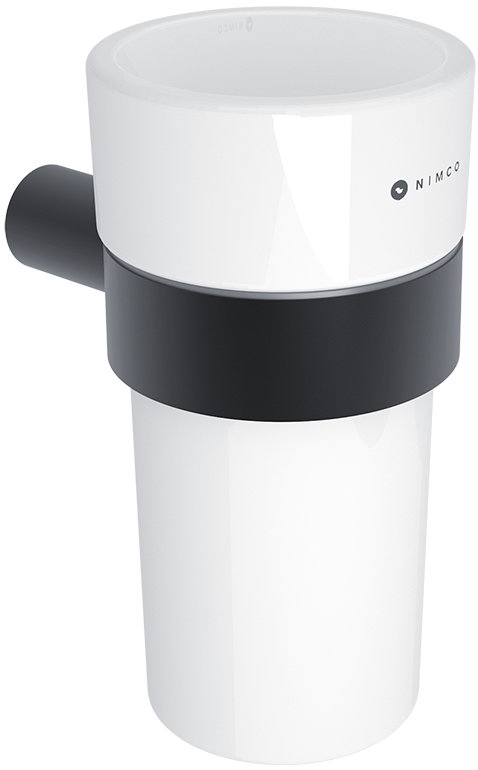 Nimco Držiak na kefky s pohárikom nehrdzavejúca oceľ – Bormo čierna BRC-11058KN-90