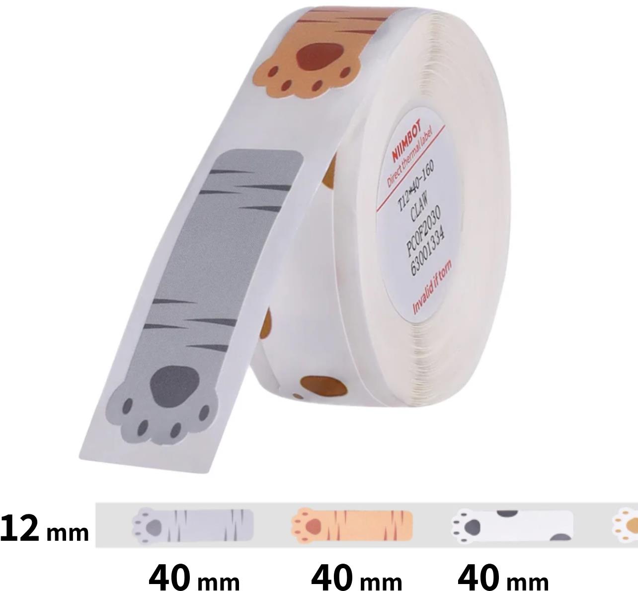 Niimbot štítky T 12 × 40mm 160 ks Labky na D11, D11-M, D110, D110-H