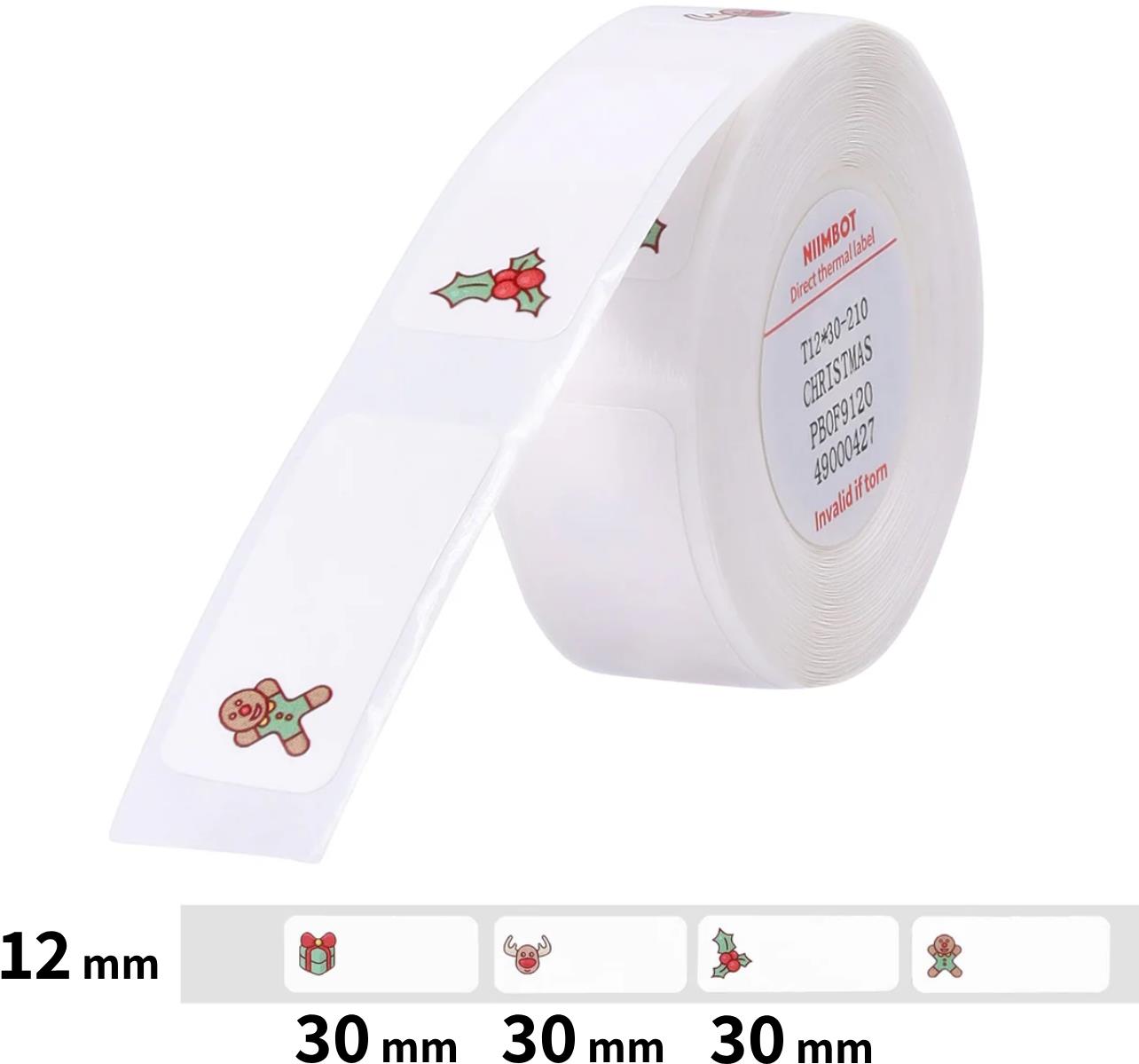 Niimbot štítky T 12 × 30 mm 210 ks Vianoce pre D11, D11-M, D110, D110-H