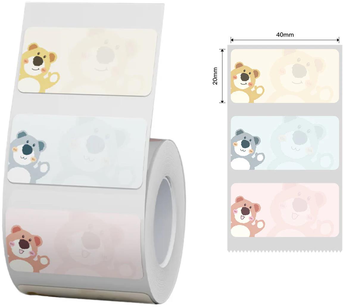 Niimbot štítky T 40 × 20 mm 320 ks Medvedíky pre B21, B21S, B3, B1S