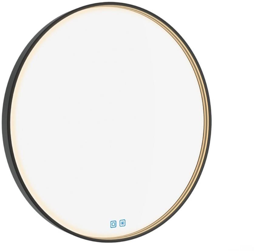 Nimco LED zrkadlo 70 cm okrúhle čierne – dotykové s nastavením jasu a farby ZPC-31001RVX-90