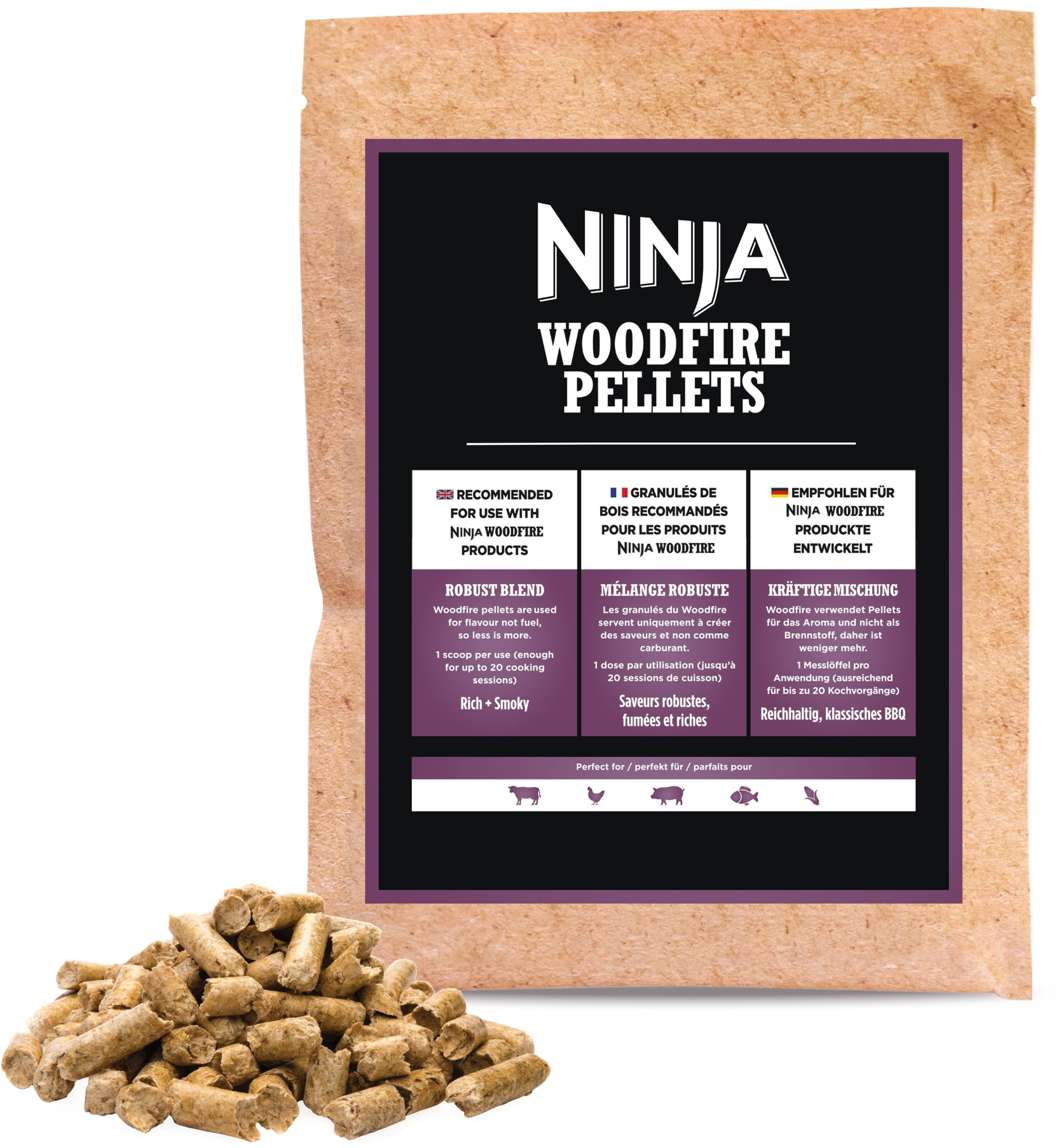 Ninja® XSKOGRBPLT2EU Woodfire pelety – zmes orech, čerešňa, javor, dub, 900 g