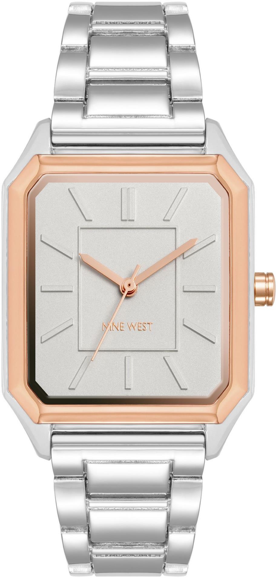 Nine West dámske hodinky hranaté ružovo zlaté NW/3003SVRT