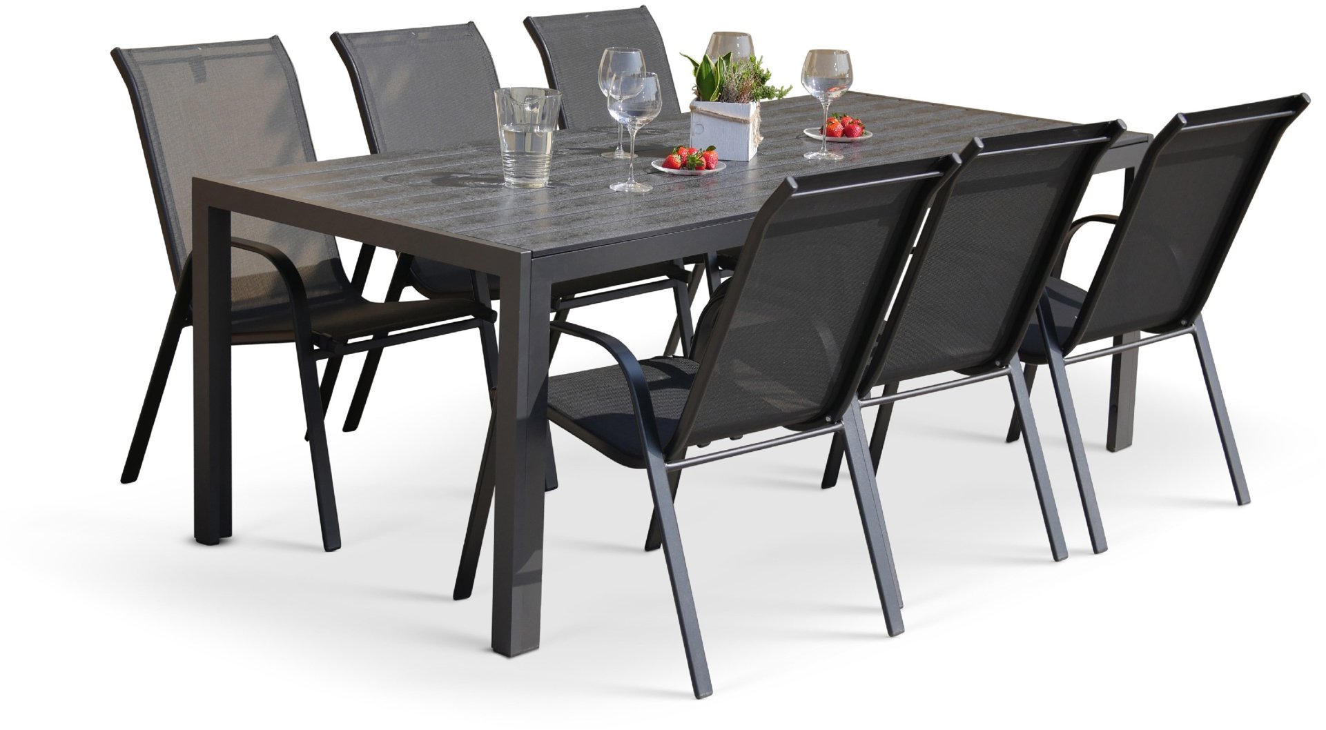 NOELA Set zahradního nábytku kov Viking XL/Ramada 1 stůl + 6 židlí