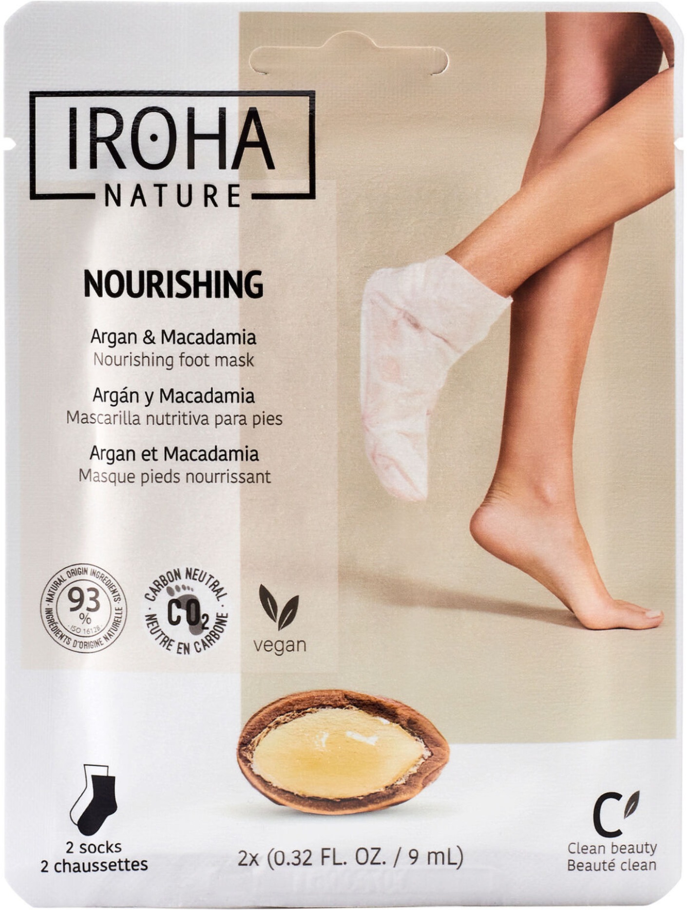 IROHA NATURE Maska na nohy Argan & Macadamia 2× 9 ml