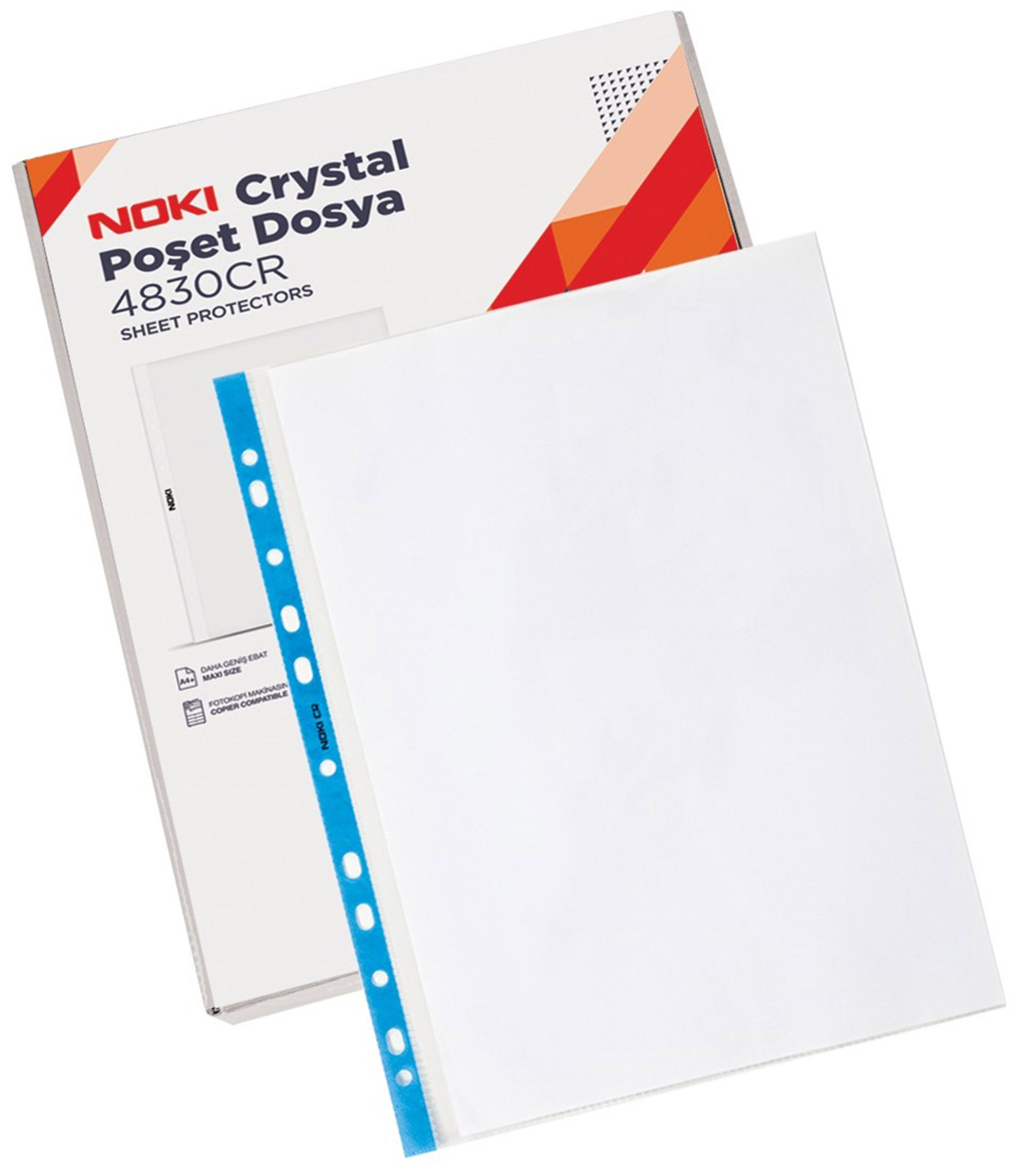 NOKI A4+/100 mikrónov, lesklé, modrý okraj – balenie 100 ks