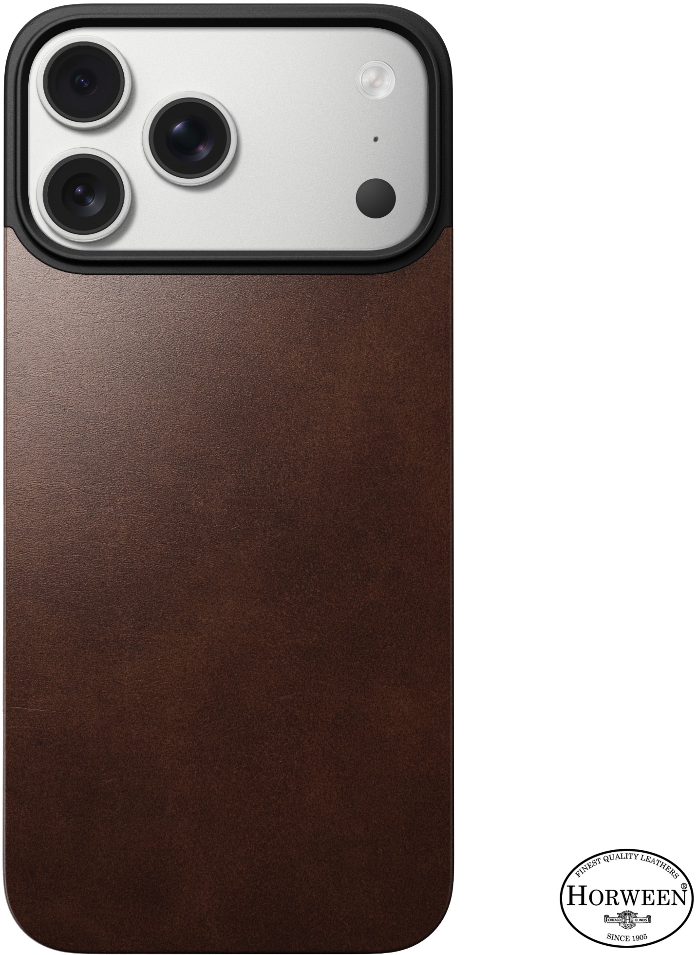 Nomad Magnetic Leather Back Rustic Brown (Horween) Magsafe iPhone 17 Pro Max