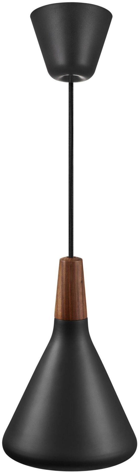 NORDLUX Nori Závesný luster s drevom, 180 × 265 × 3000 mm, 40 W, čierny