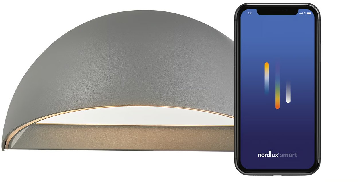 NORDLUX Arcus IP54 stmievateľné vonkajšie nástenné svietidlo, 200 × 100 mm, 9 W, 440 lm, sivé