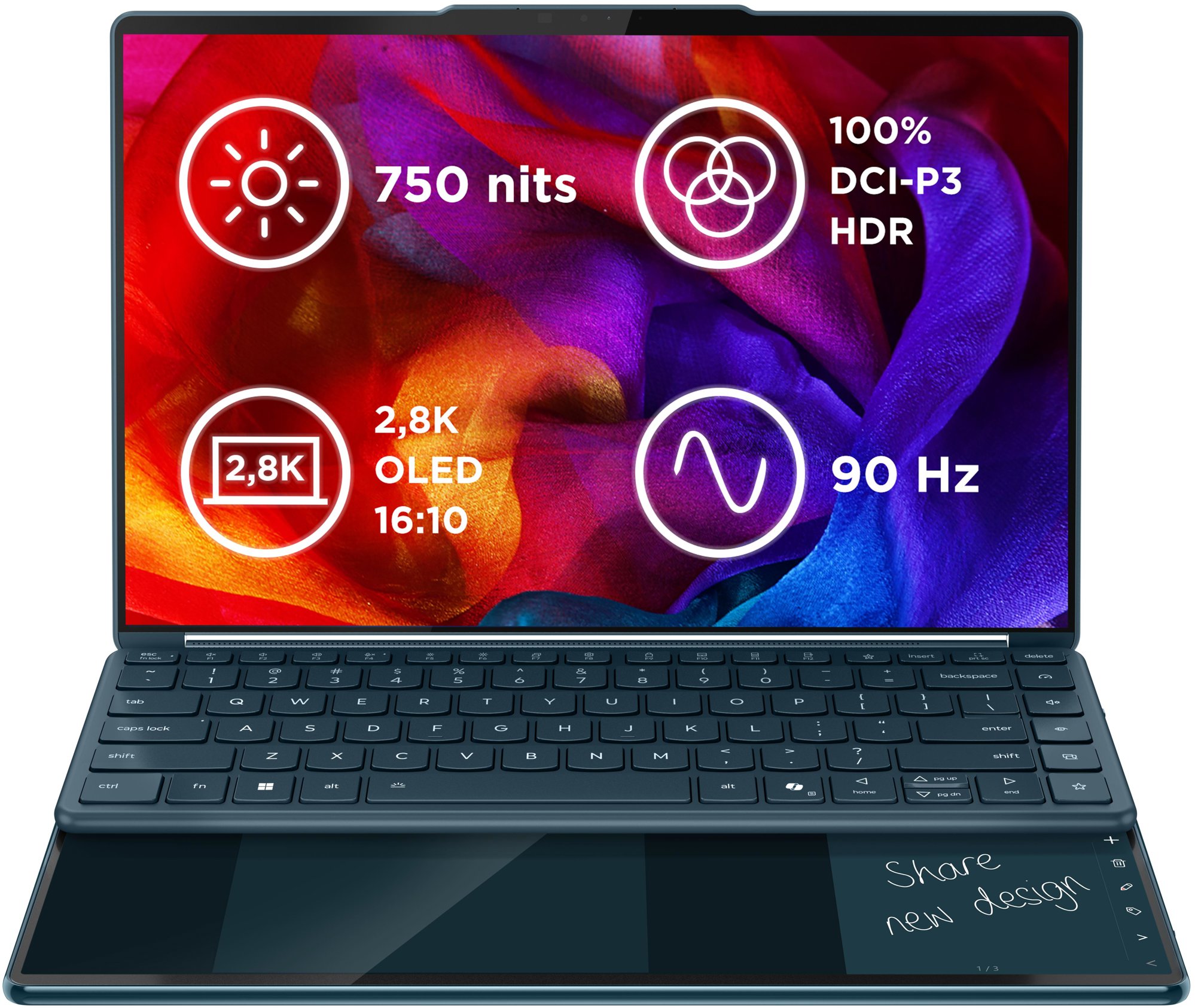 Lenovo Yoga Book 9 14IAH10 Tidal Teal kovový (bez adaptéru)