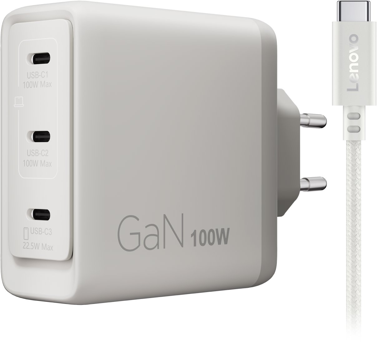 Lenovo Multi-port USB-C 100W GaN Charger - Seashell