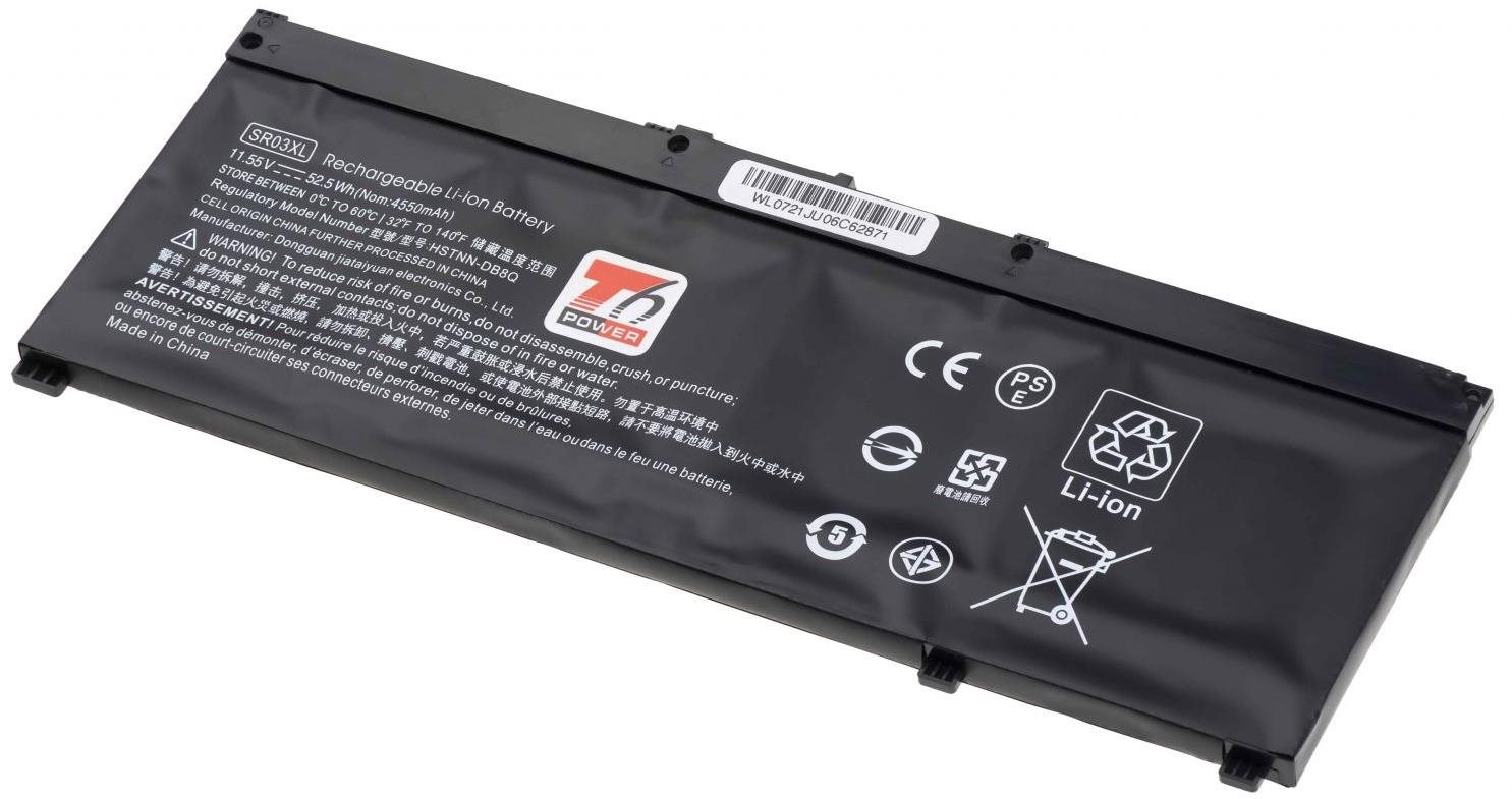 T6 Power pre Hewlett Packard SR03052XL, Li-Poly, 11,55 V, 4550 mAh (52,5 Wh), čierna