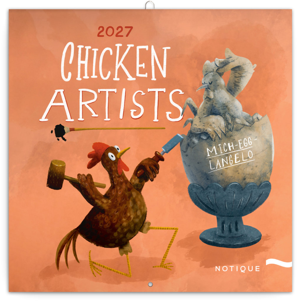 NOTIQUE poznámkový Chicken Artists 2027, 30 × 30 cm