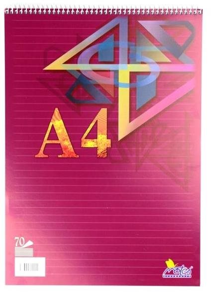 Notes A4, 70 listov, so špirálou hore, linajkový