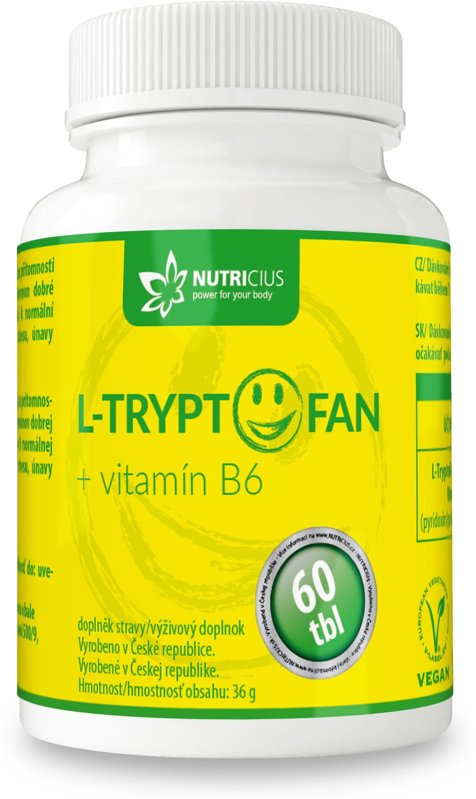 Nutricius L-Tryptofan + vit. B6 – 200 mg/2,5 mg tbl. 60