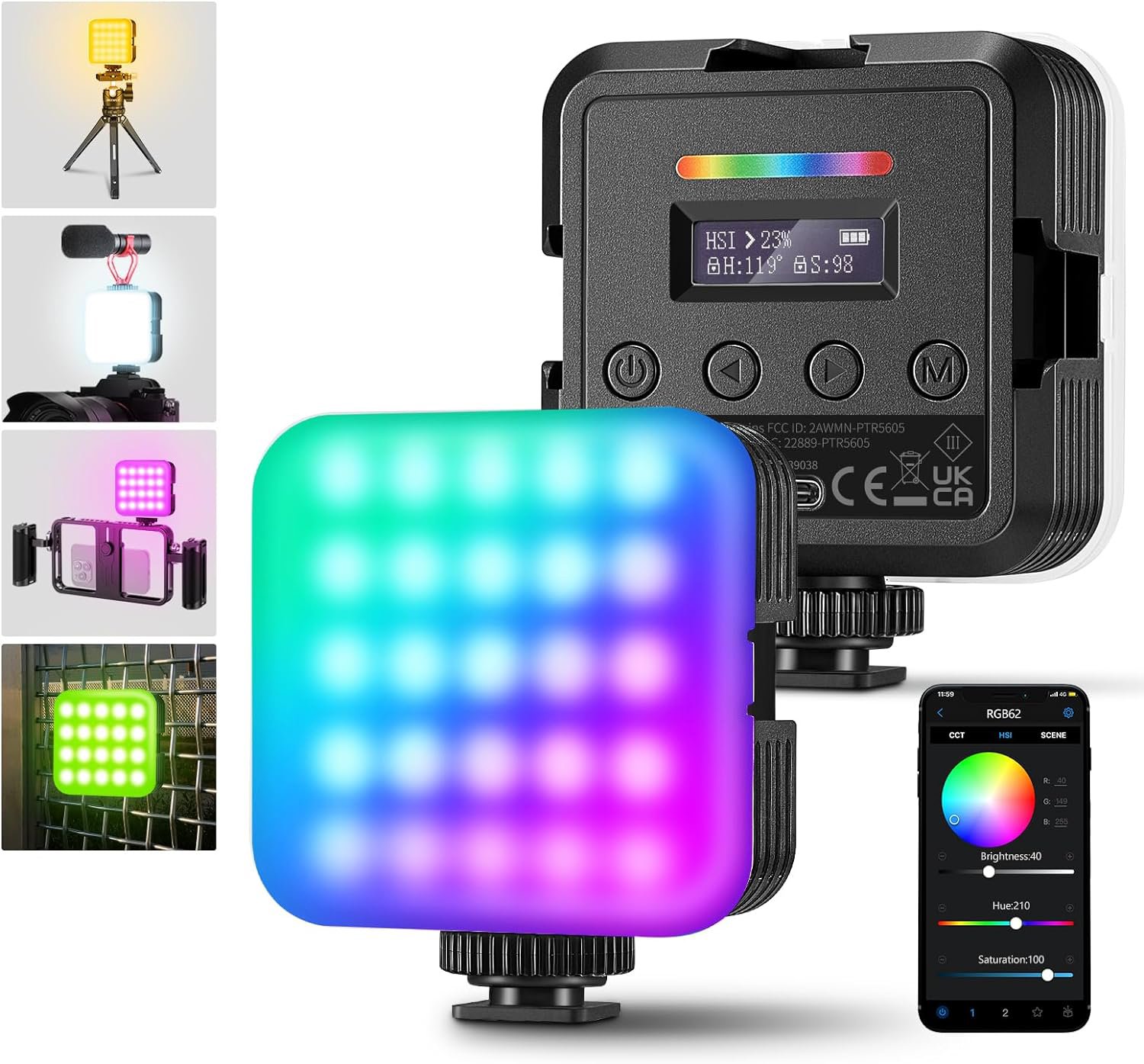 Neewer RGB62 trvalé mini fotosvetlo, 61 ultra-jasných RGB LED, 6 W