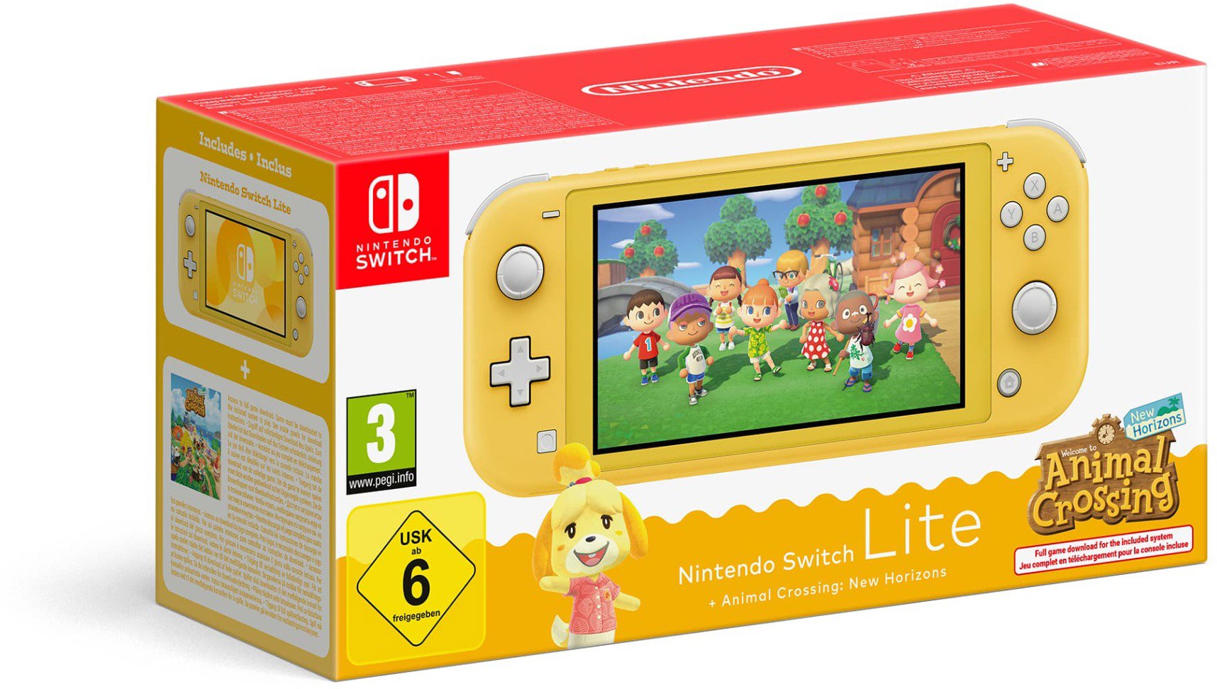 Nintendo Switch Lite – Yellow + Animal Crossing New Horizons