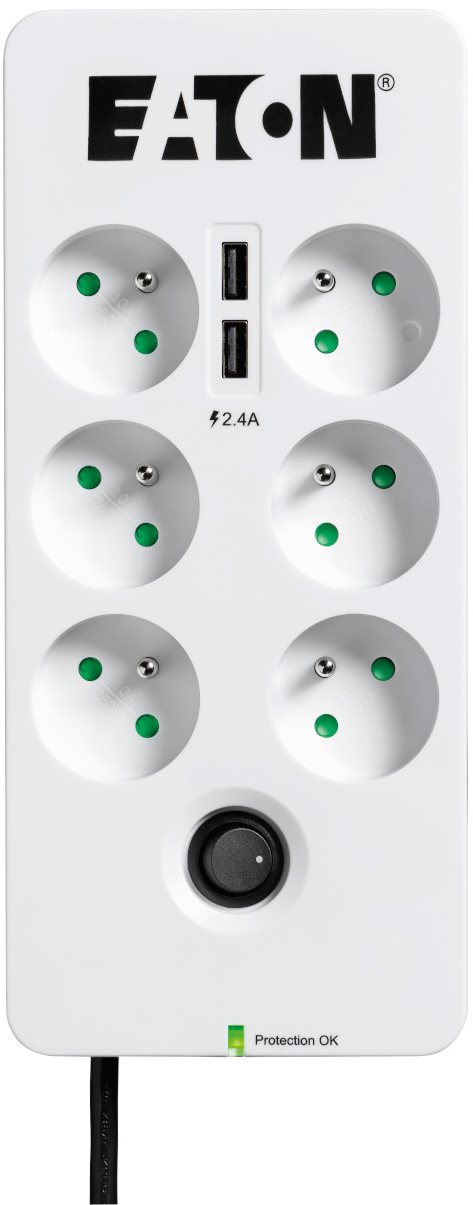 EATON Protection Box 6 USB FR, 6 výstupov, zaťaženie 10 A, 2× USB port