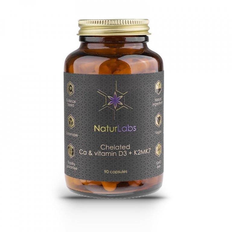 NaturLabs Vápnik chelátový + D3 & K2, 90 kapsúl