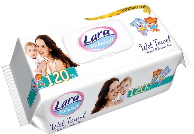 Lara vlhčené obrúsky 120 ks, klips Premium
