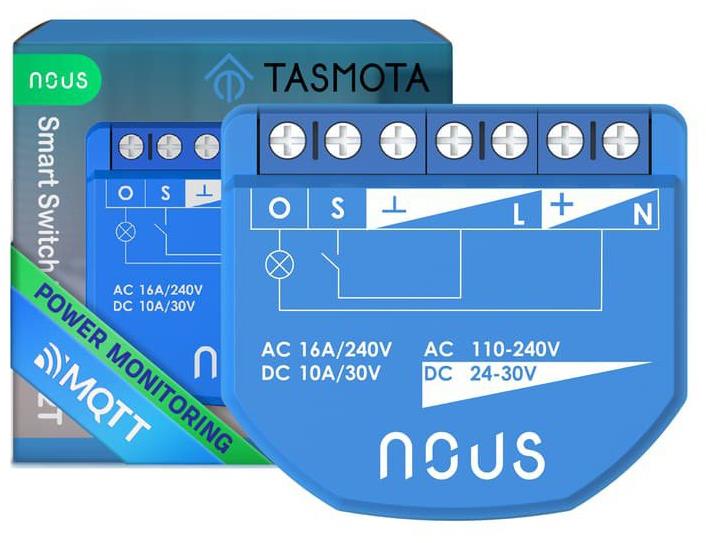 Nous B2T WiFi Tasmota spínací modul (1 kanál, meranie spotreby, ESP32)