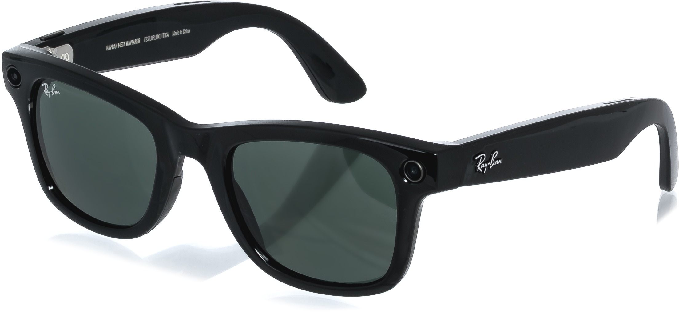 Meta RAY-BAN Meta Wayfarer (Standard) Smart Glasses - Shiny Black, G15 Green