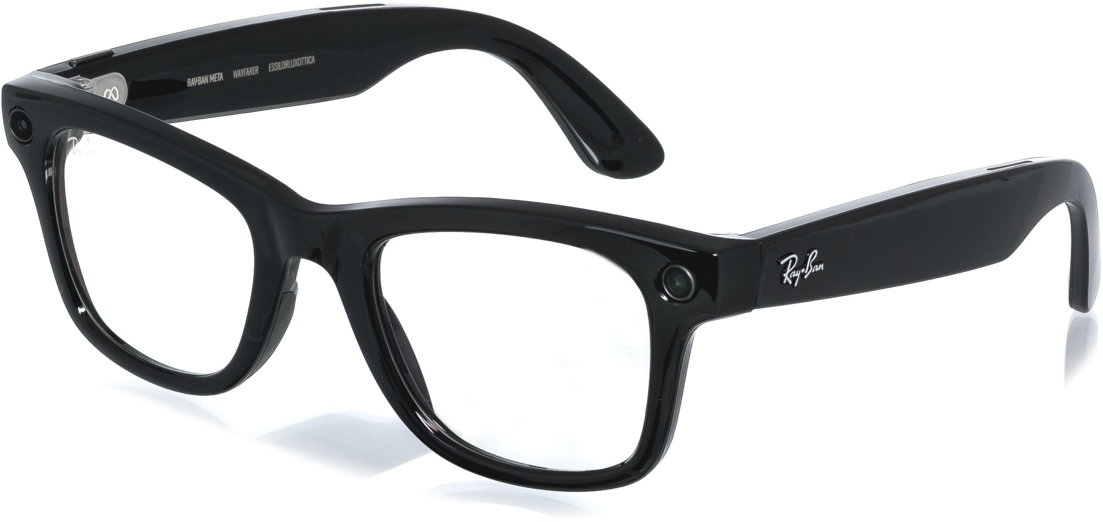 Meta RAY-BAN Meta Wayfarer (Standard) Smart Glasses - Shiny Black, Clear