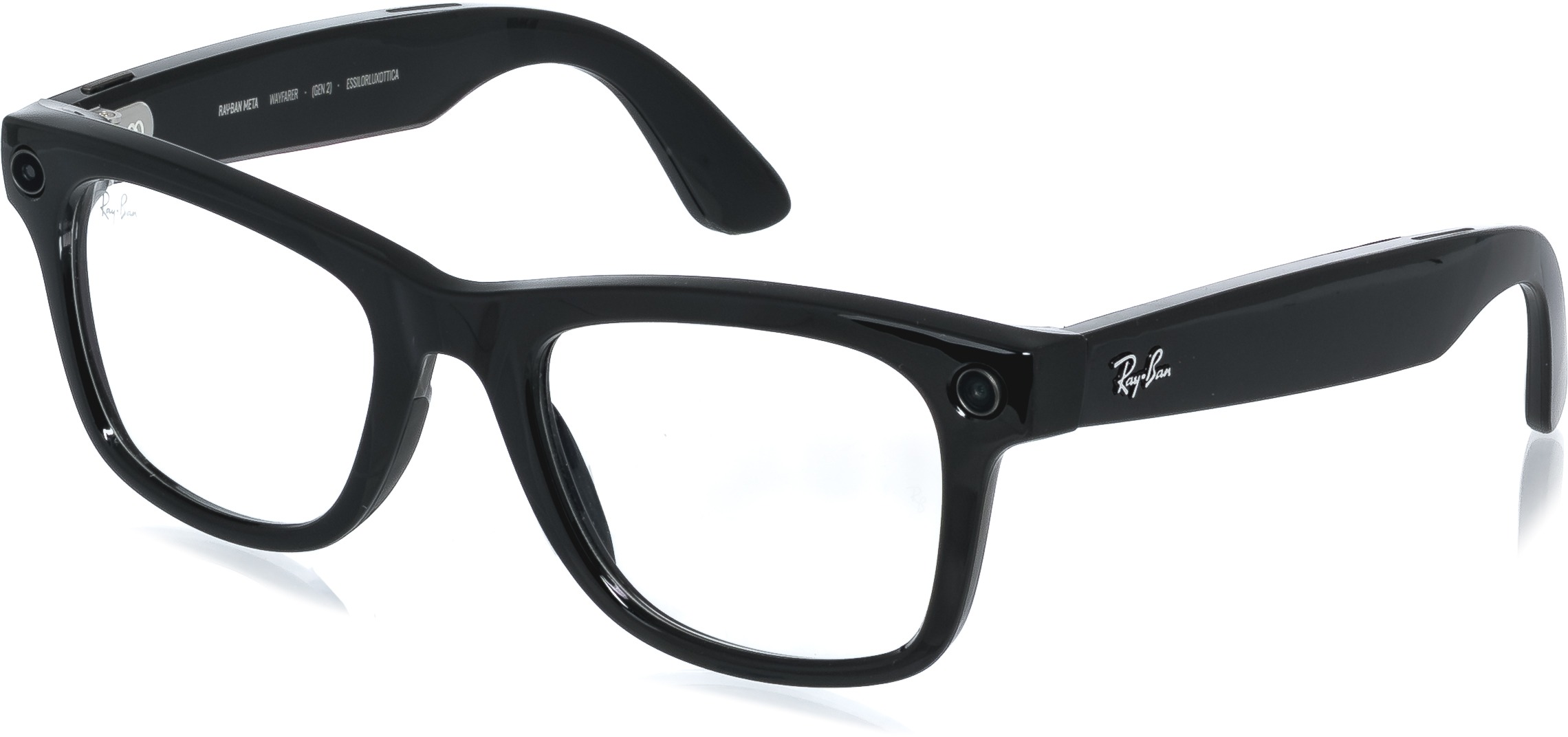 Meta RAY-BAN Meta Wayfarer (Large) Smart Glasses (Gen 2) – Shiny Black, Clear to Graphite Green Tran