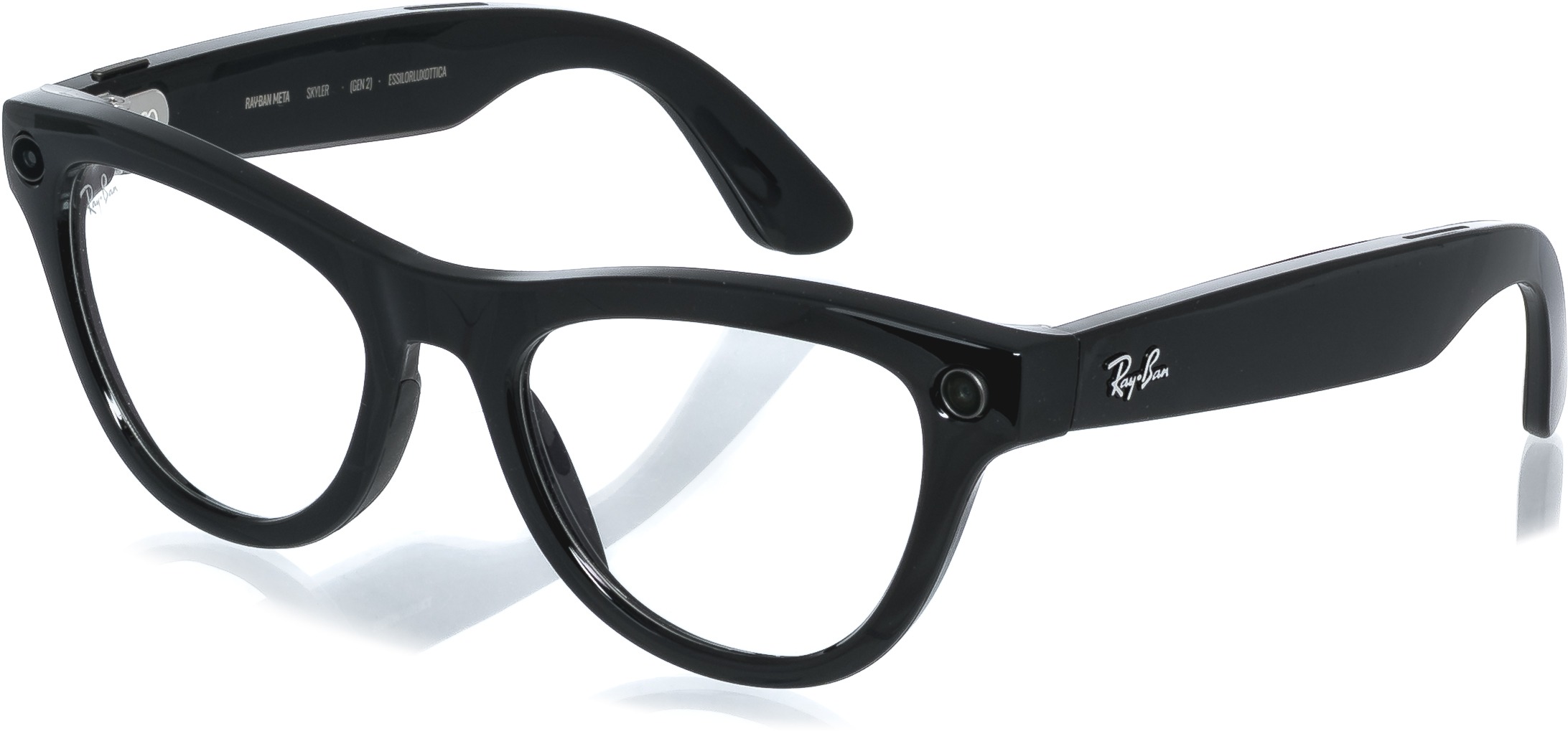 Meta RAY-BAN Meta Skyler (Standard) Smart Glasses (Gen 2) – Shiny Black, Clear to Graphite Green Tra