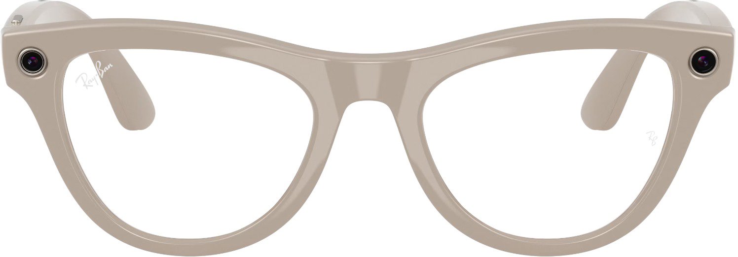 Meta RAY-BAN Meta Skyler (Standard) Smart Glasses – Shiny Chalky Gray, Transitions Sapphire