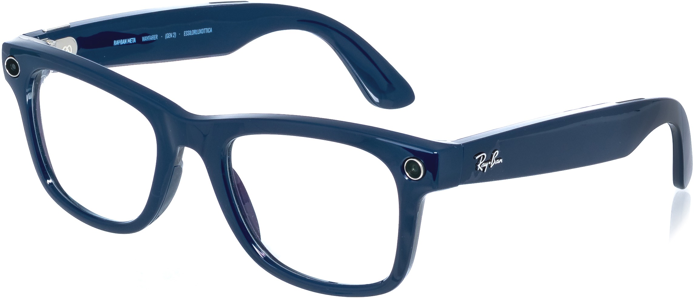 Meta RAY-BAN Meta Wayfarer (Standard) Smart Glasses (Gen 2) – Shiny Cosmic Blue, Clear to Sapphire T