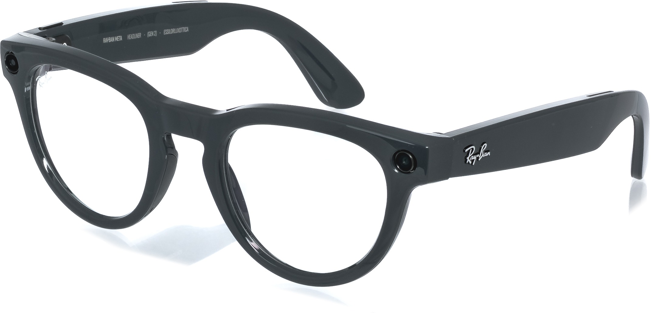 Meta RAY-BAN Meta Headliner (Standard) Smart Glasses (Gen 2) – Shiny Asteroid Grey, Clear to Emerald