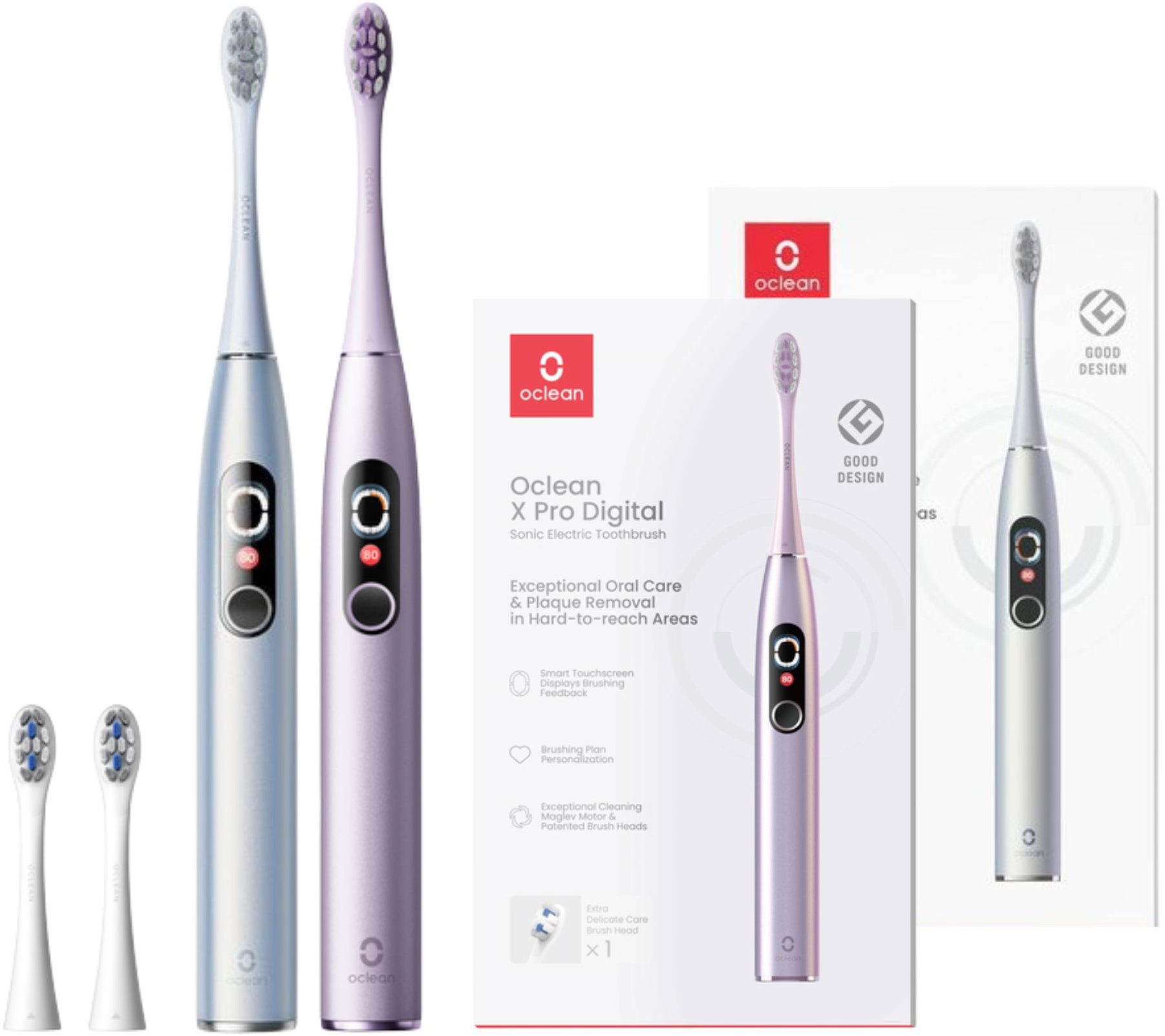 Oclean X Pro Digital Duo Sada Silver & Purple 2 ks