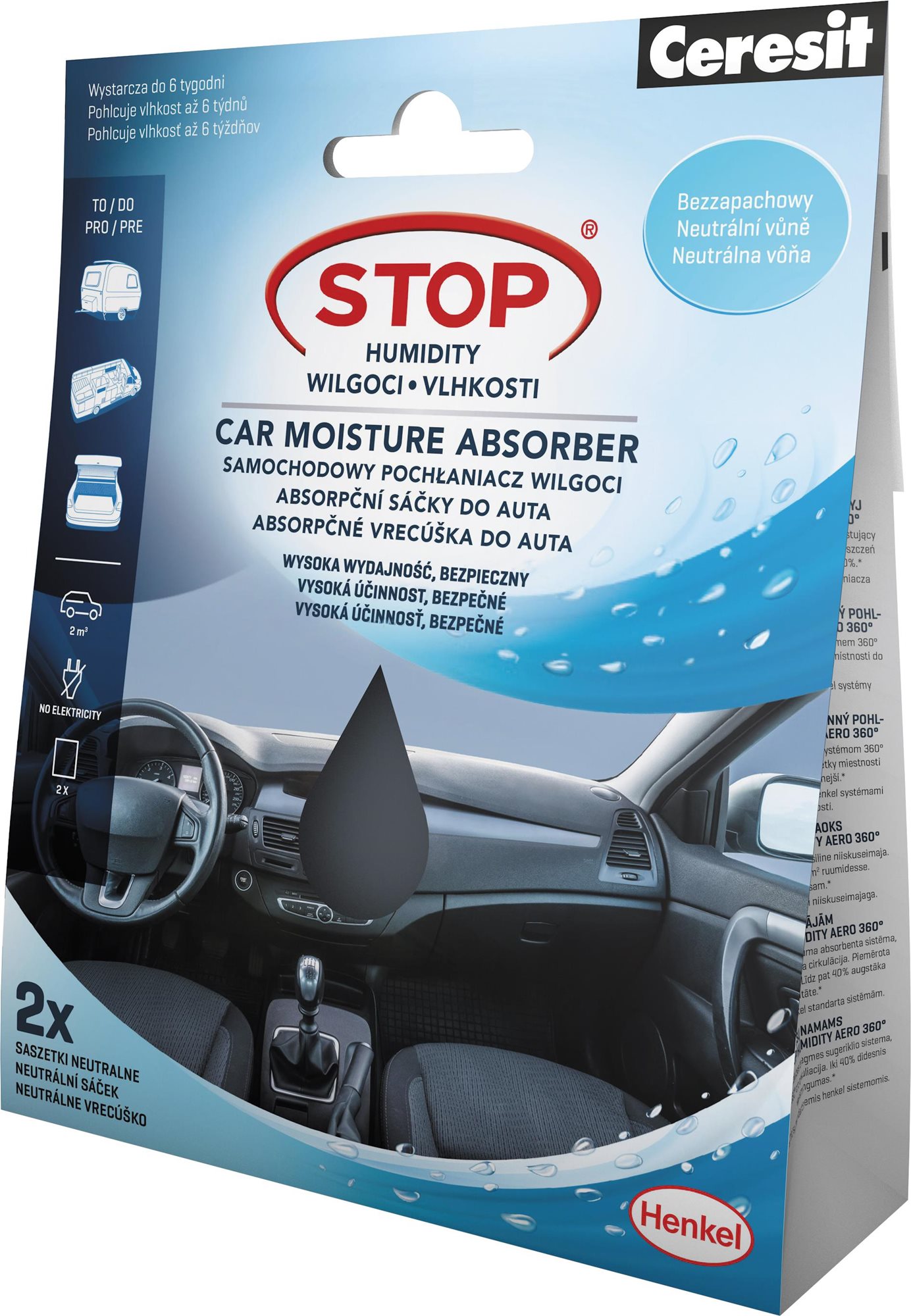 STOP VLHKOSTI odvlhčovač do auta, absorpčné vrecká, 2× 50 g