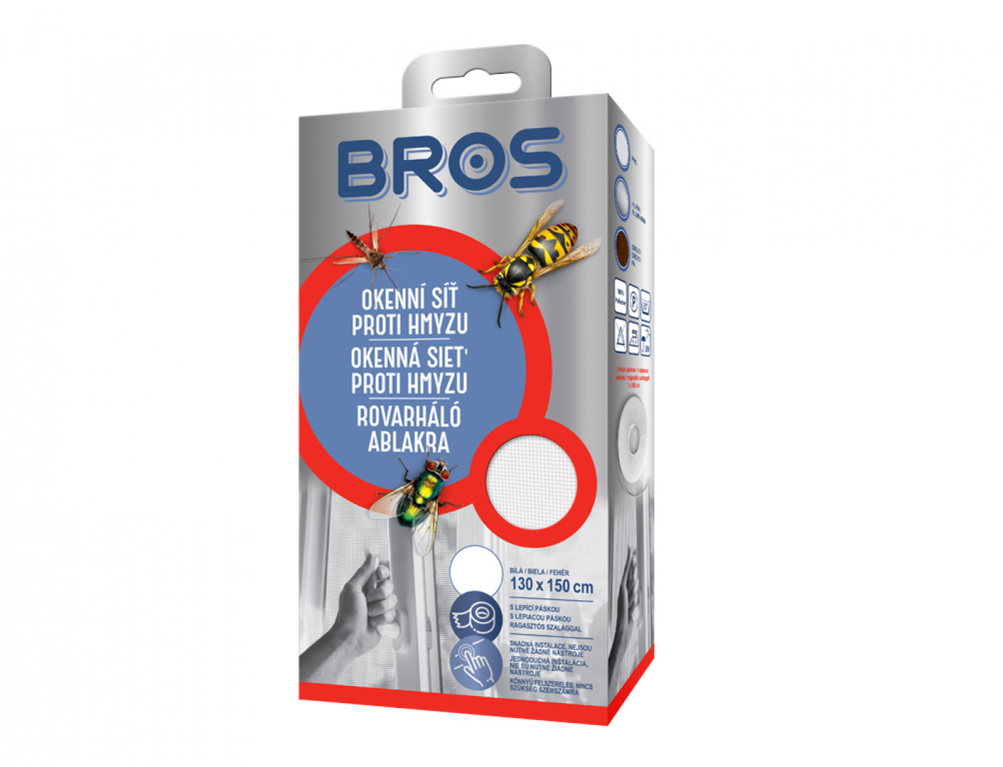BROS Okenná sieť 130 × 150 cm biela