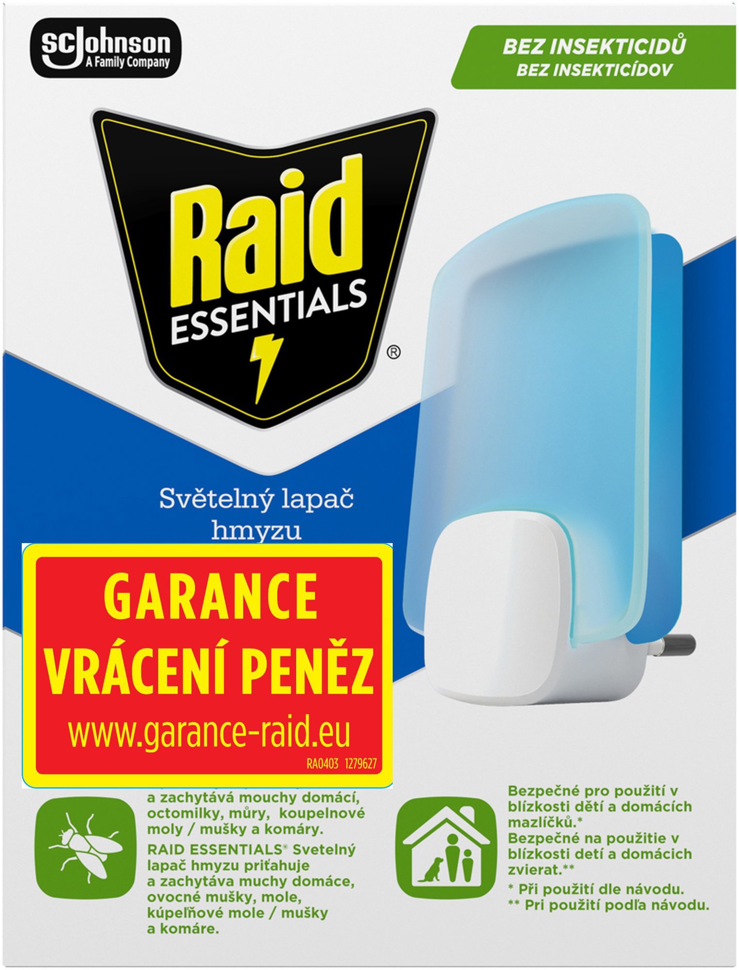 RAID Essentials svetelný lapač hmyzu s náplňou