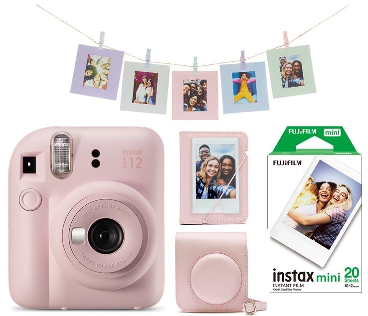 Fujifilm Instax Mini 12 Pink + Mini 12 ACC kit + 2× 10 film