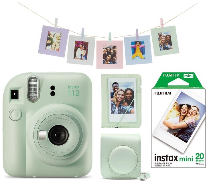Fujifilm Instax Mini 12 Green + Mini 12 ACC kit + 2× 10 film