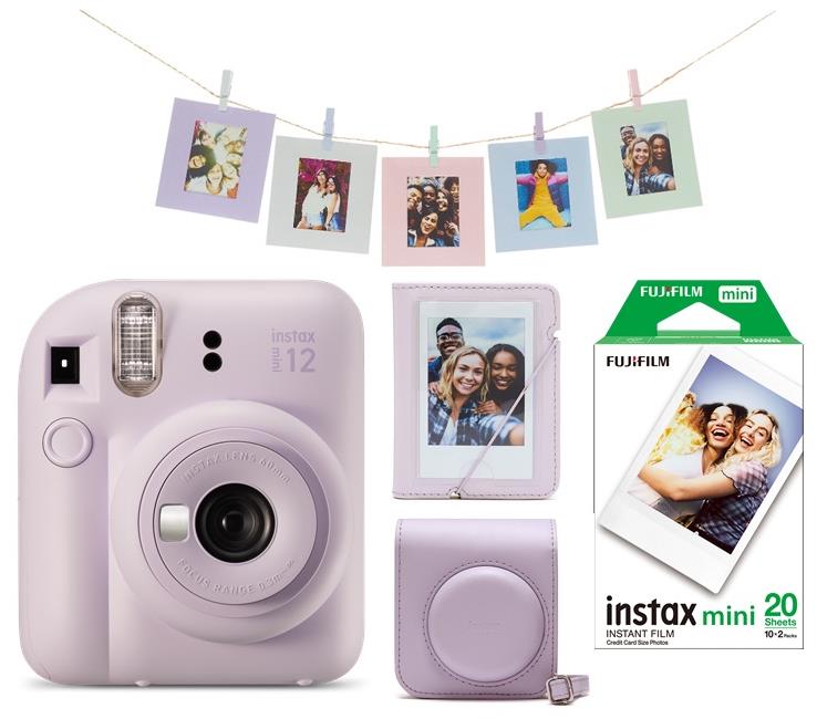 Fujifilm Instax Mini 12 Purple + Mini 12 ACC kit + 2× 10 film