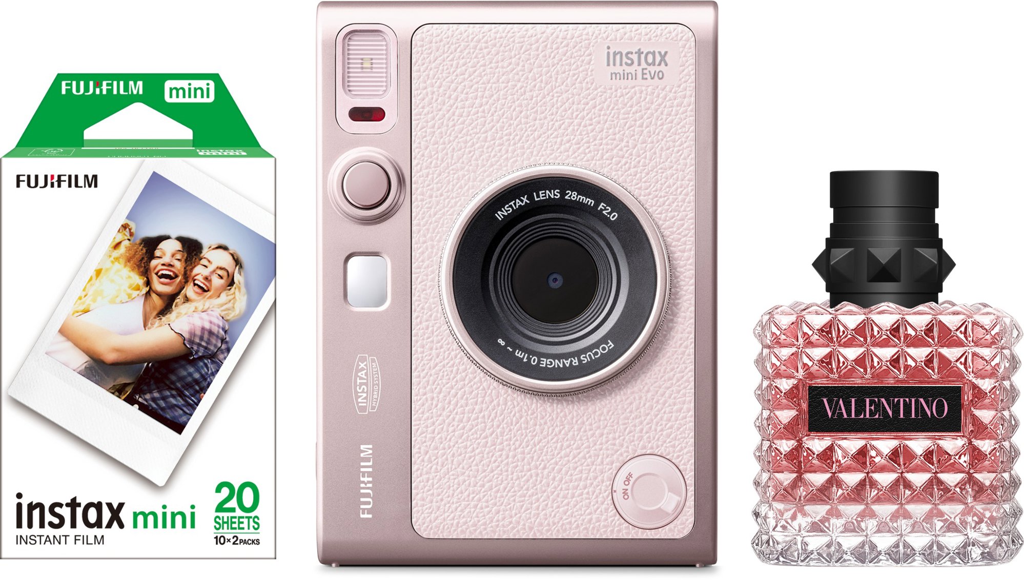 Fujifilm Instax Mini EVO Gentle Rose + parfum + Fujifilm Instax mini film 20 ks