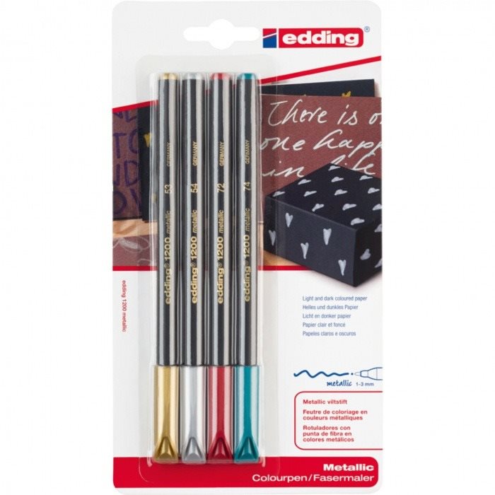 EDDING 1200 metalická fixka, súprava 4 farieb
