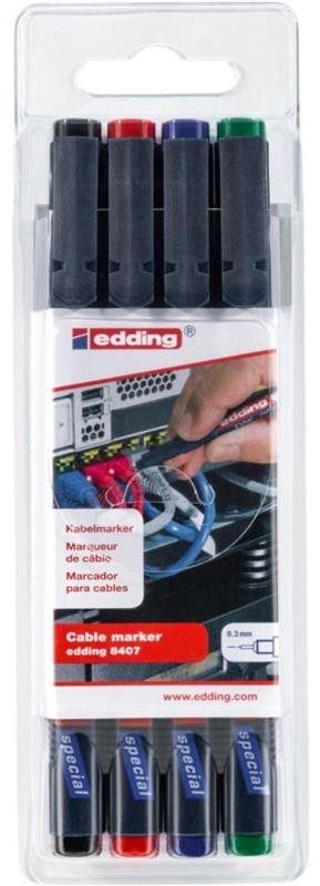 EDDING 8407 na káble, súprava 4 farieb