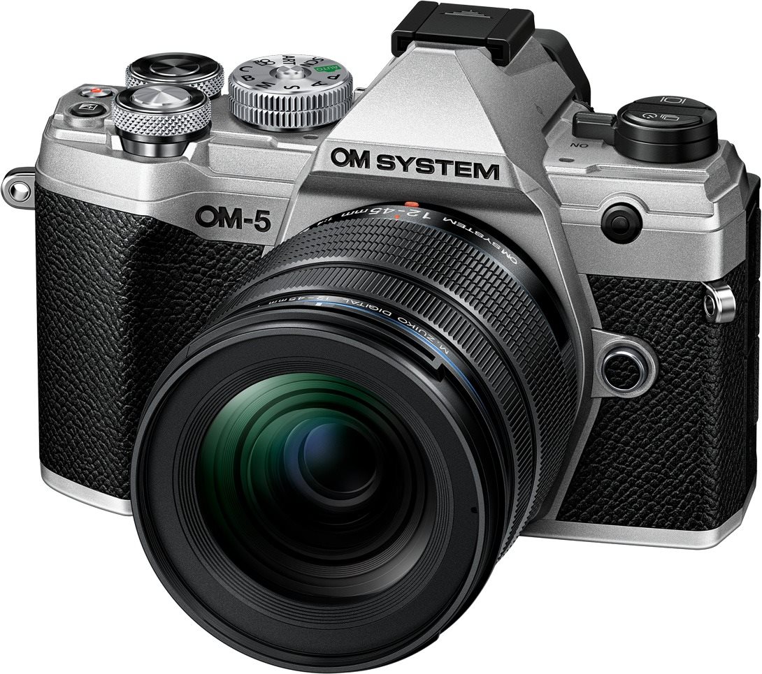 OM SYSTEM OM-5 kit 12 – 45 mm PRO strieborný