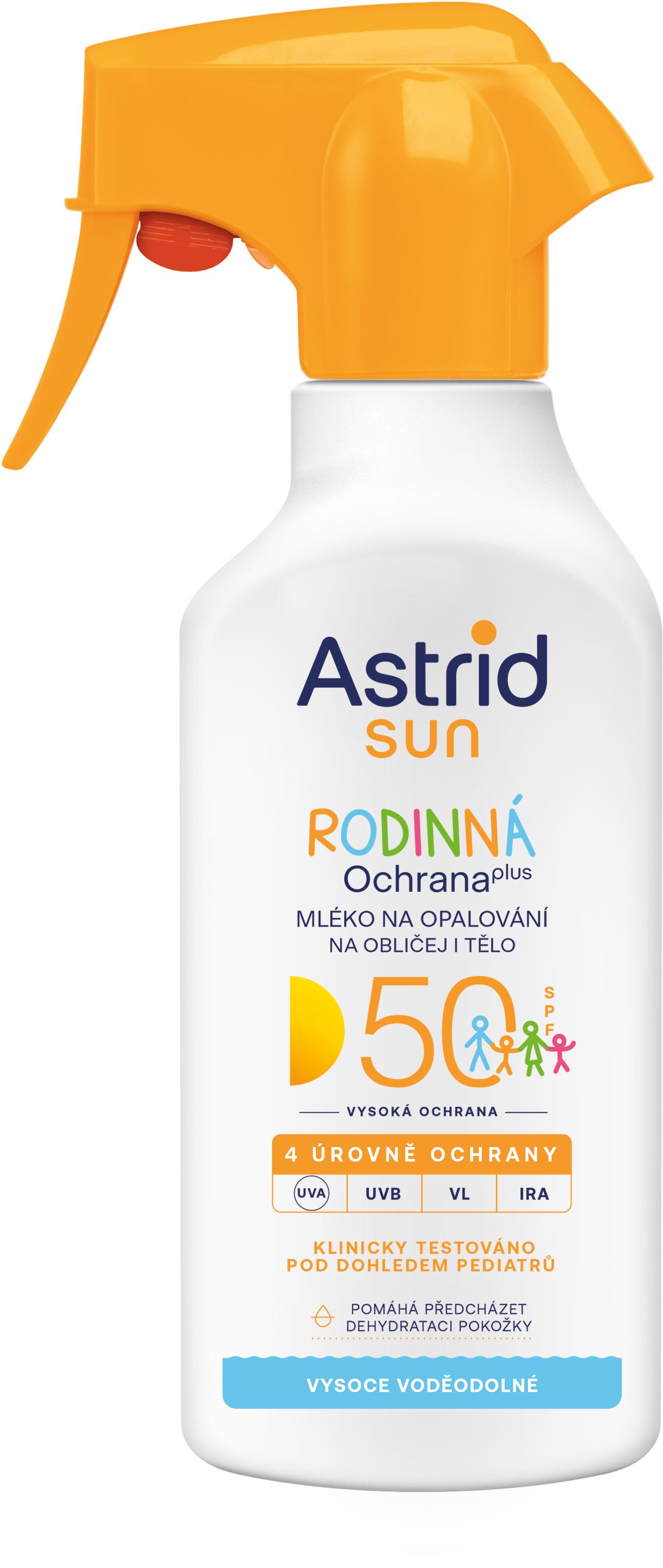 ASTRID SUN Rodinné mlieko na opaľovanie sprej SPF 50 270 ml