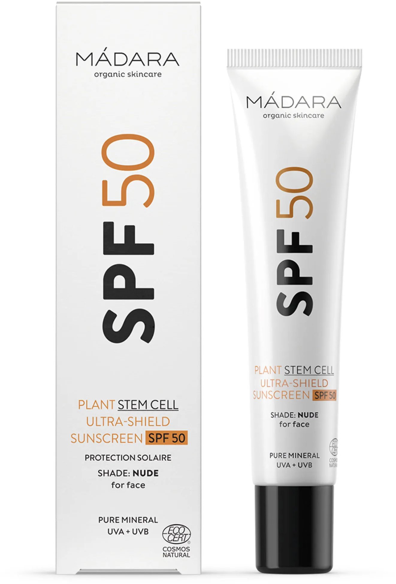 MÁDARA Opaľovací krém na tvár s obsahom rastlinných kmeňových buniek SPF 50 40 ml