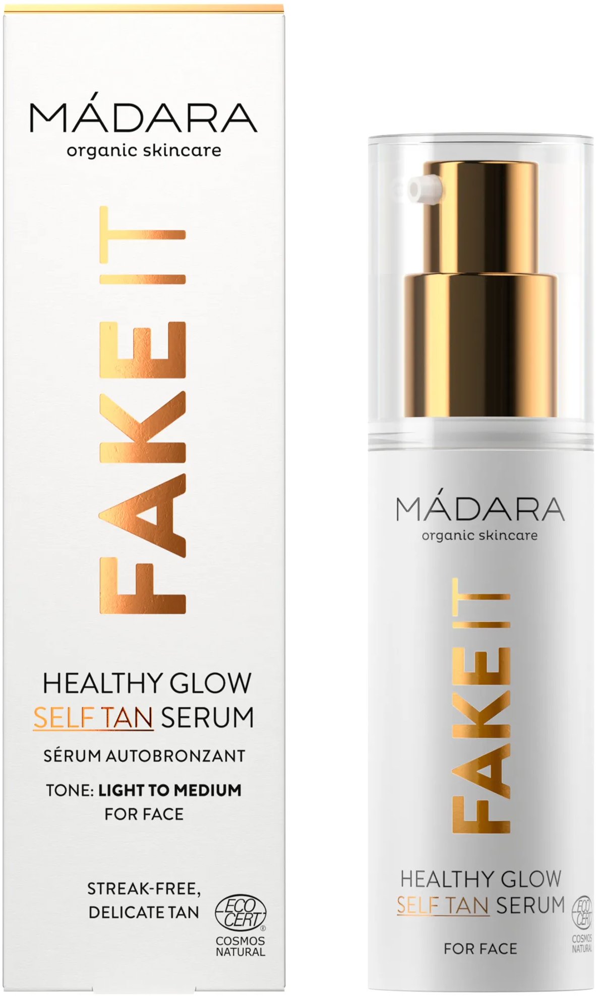 MÁDARA Fake It Rozjasňujúce samoopaľovacie sérum na tvár 30 ml