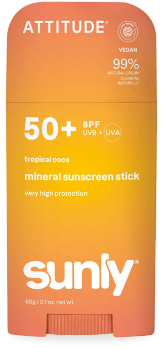 ATTITUDE Mineral Screen Stick Sunly SPF 50+ Tropical Coco 60 g