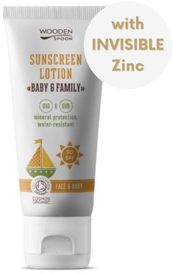 WoodenSpoon Opaľovacie telové mlieko v tube Baby & Family SPF 30 100 ml