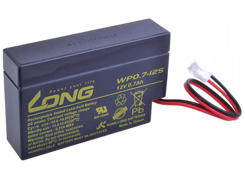 Long 12 V 0,7 Ah olovený akumulátor JST (WP0.7-12S)
